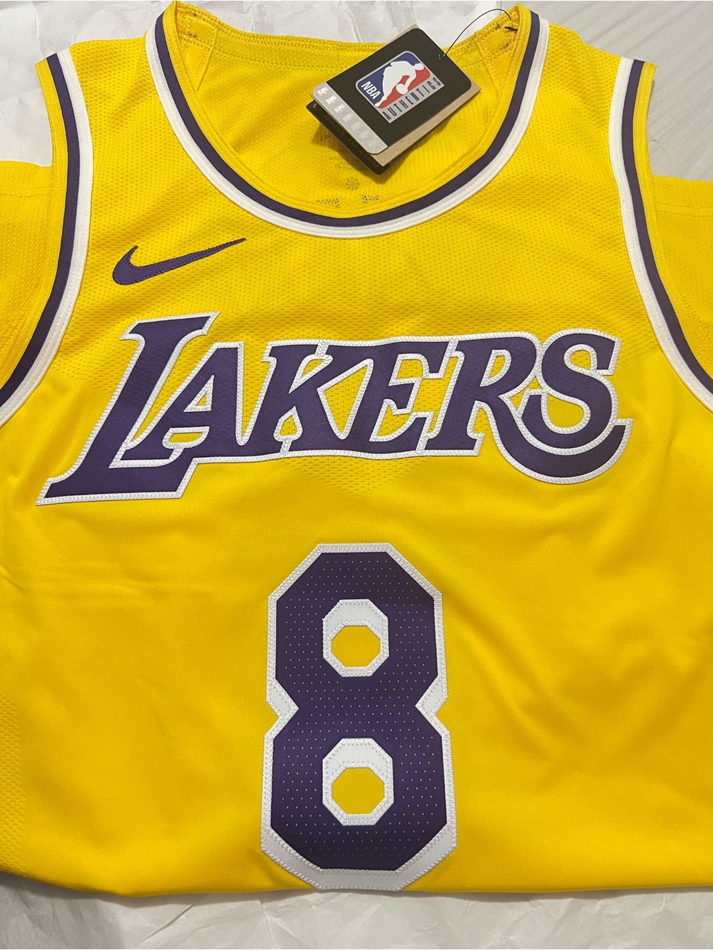 Nike Yellow Lakers #8 Jersey with Purple and White Accents